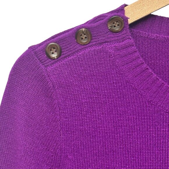 J. Crew Pullover Sweater Wool Cashmere Blend Purple Size Small Buttons Casual - Picture 9 of 16